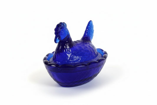 Vtg Cobalt Hen on Nest CSBH