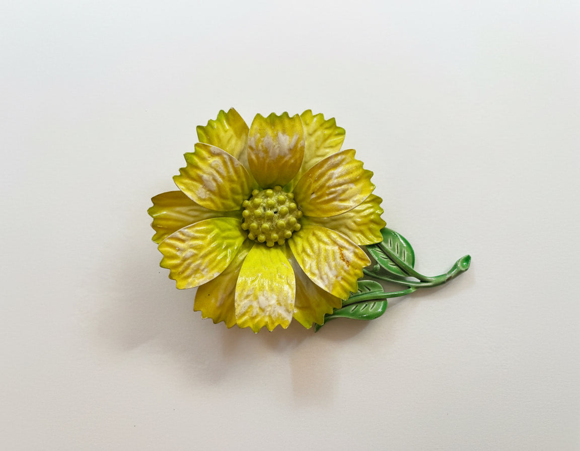 Enamel Flower Brooch