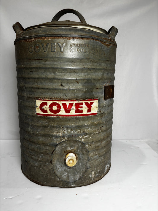 Vintage Covey 5 Gallon Galvanized Metal Water Cooler Jug - Heavy Duty Plastic Lined Dispenser Decor CSMB