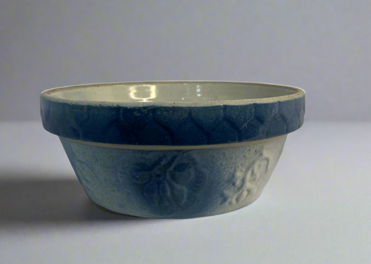 Vintage 1800s Pluckers Blue & White Salt Glaze Bowl