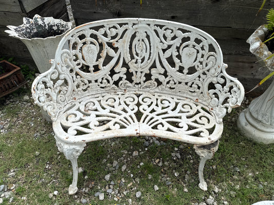 CSRR White Cast Iron Garden Bench