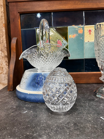 Vintage Clear Glass Pineapple & Fan Basket