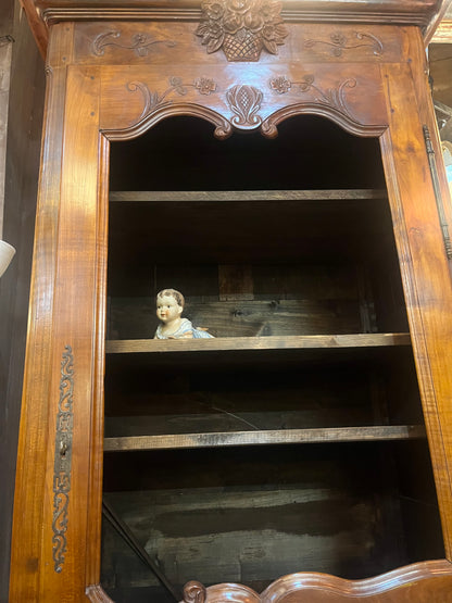 French Provincial Louis XV Style Carved Walnut Armoire, 19th century
