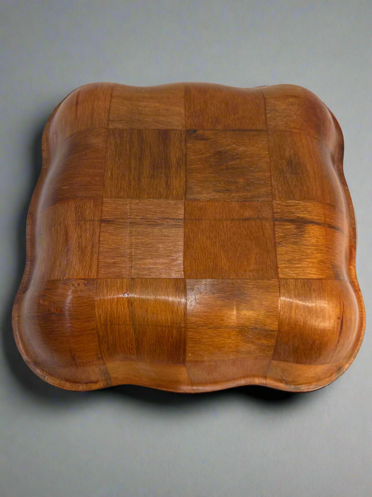 Vtg MCM Laminated Wood Serving Bowl