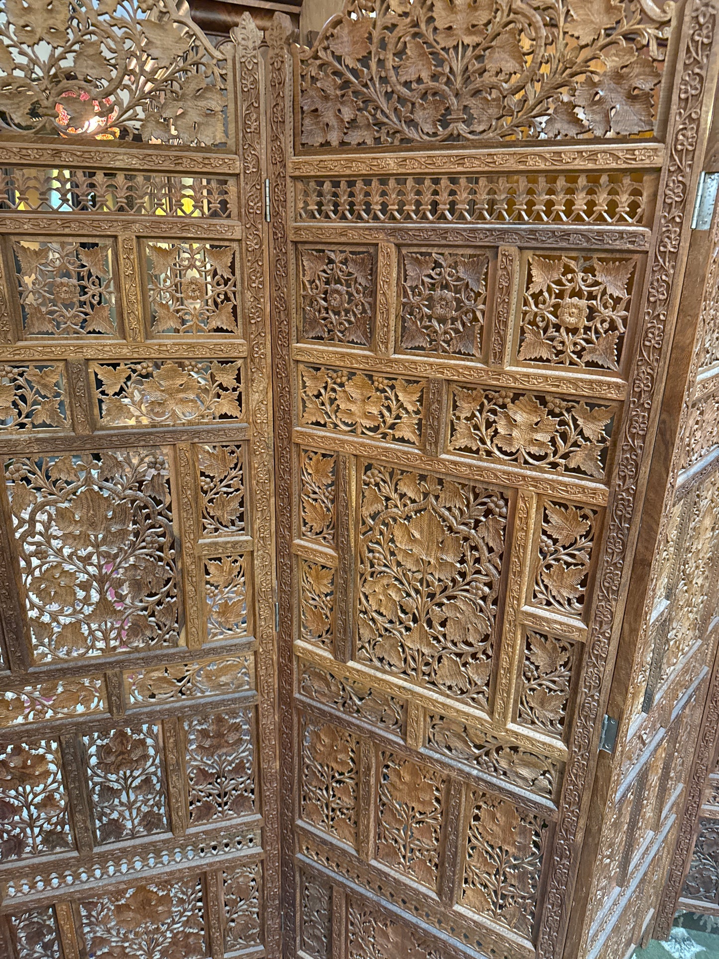 CSA Indian 3 Panel Hand-carved Screen