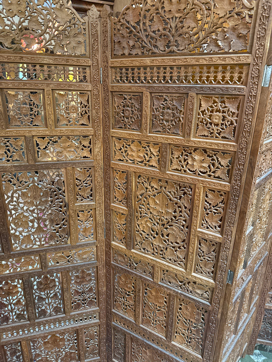 CSA Indian 3 Panel Hand-carved Screen