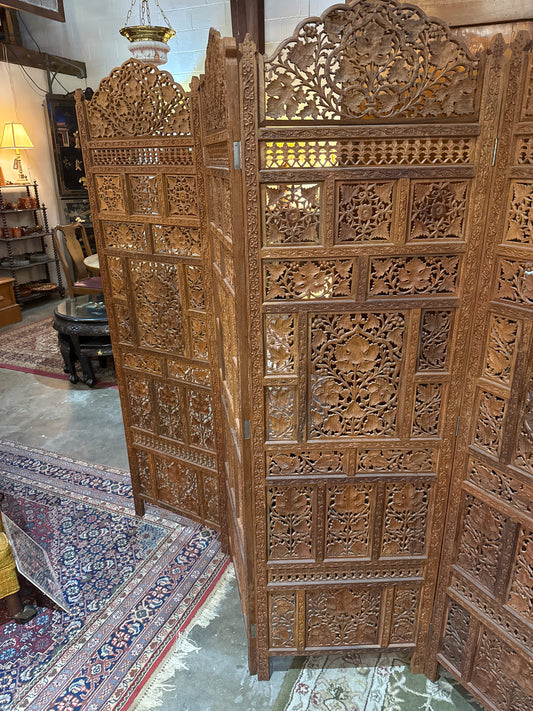 CSA Indian 3 Panel Hand-carved Screen
