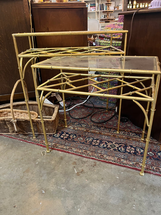 Gold Color Bamboo Nesting Tables ( Set of 2)