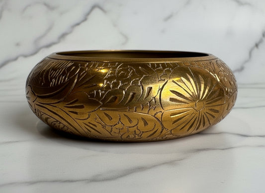 Vtg Engraved Brass Cuff CSBH