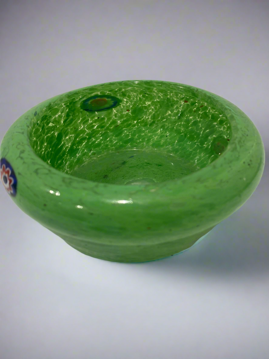 Translucent green glass bowl