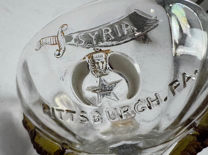 Antique 1910 Syria Shriners New Orleans Souvenir Glass - Rex King of Carnival & Alligator Stem - 1910 Imperial Session Collectib