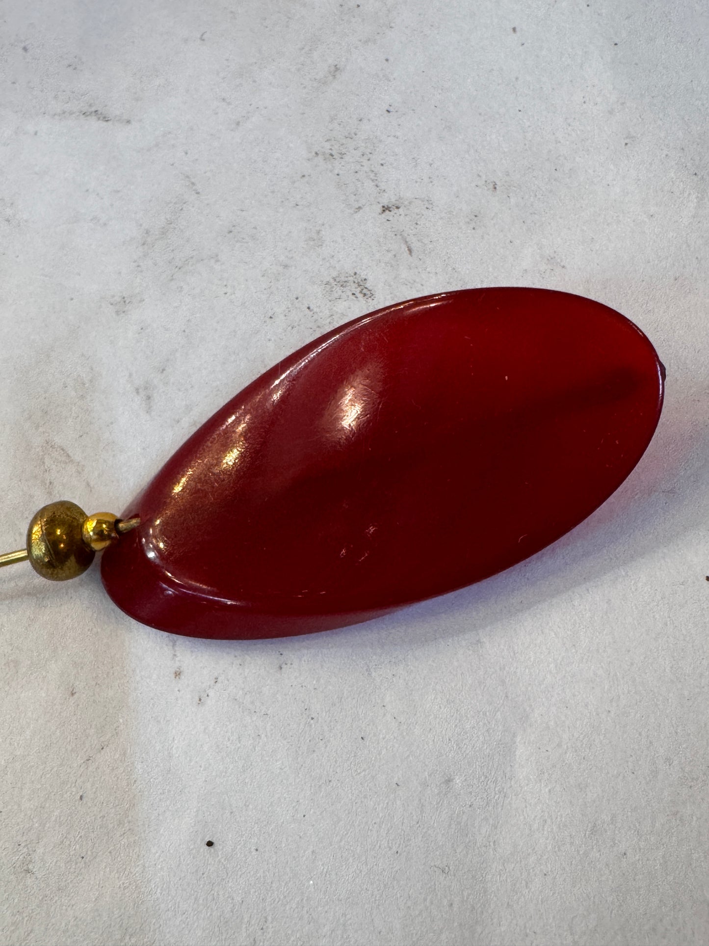 Vtg Cherry Red Bakelite Stick Pin CSBH