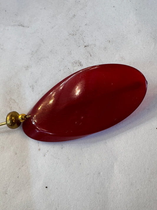 Vtg Cherry Red Bakelite Stick Pin CSBH