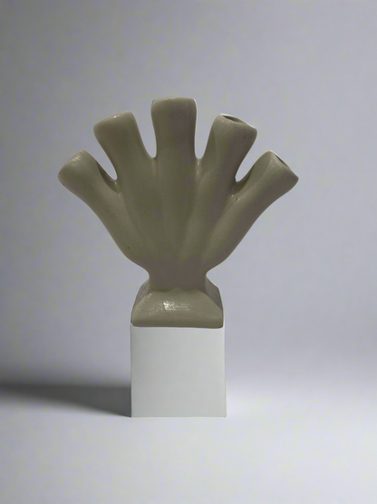 grey stoneware 5 finger tulip vase