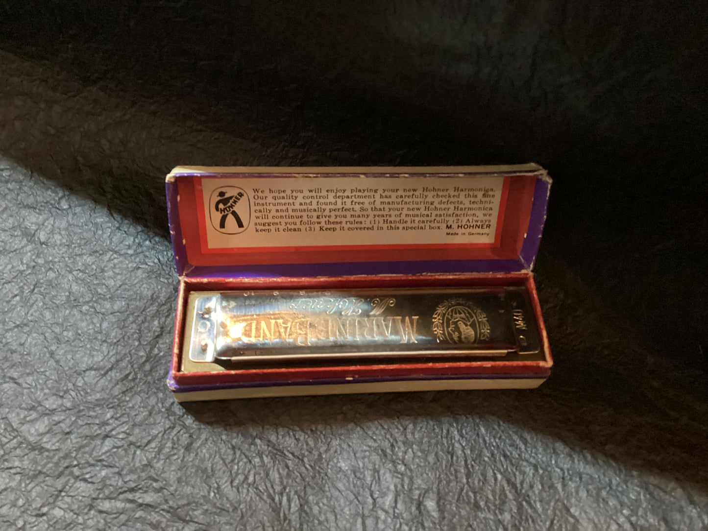 Vintage M. Hohner Marine Band Harmonica Germany No. 1896 A440 Key of C with original box