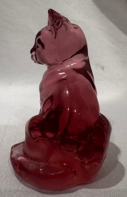 Fenton Glass Rose Cat CSBH