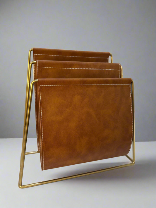 Gold & Leather File Organizer