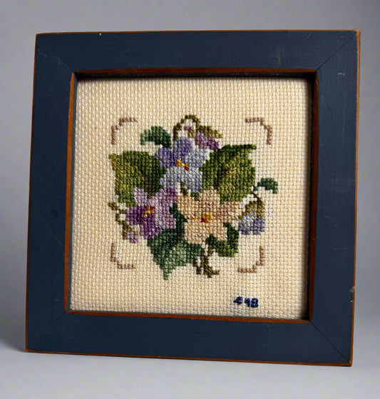 Vtg Violet Needlepoint CSBH