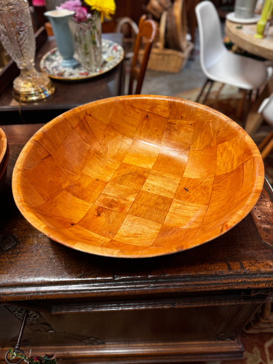 Vtg Parquet Bowl