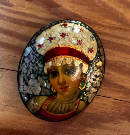 Russian Miniature Painting brooch csbh