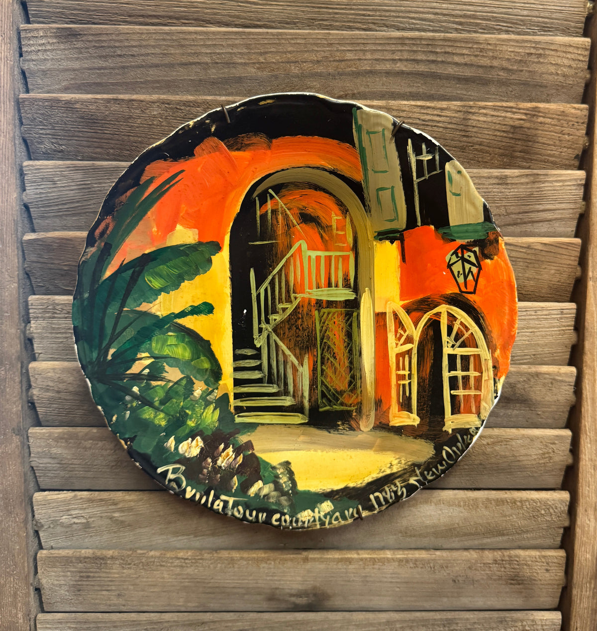 Vintage Hand-Painted Brulatour Courtyard 1785 New Orleans Ceramic Wall Plate – 9.5"