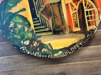 Vintage Hand-Painted Brulatour Courtyard 1785 New Orleans Ceramic Wall Plate – 9.5"