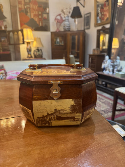Vintage 1970s New Orleans Decoupage Wooden Box Purse | Café Du Monde & French Quarter Landmark