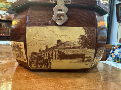 Vintage 1970s New Orleans Decoupage Wooden Box Purse | Café Du Monde & French Quarter Landmark