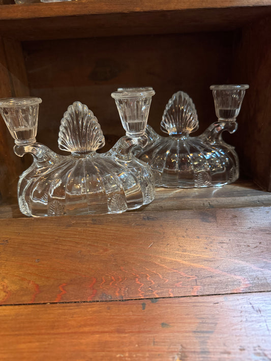 1940s Clamshell Candle Holders As is