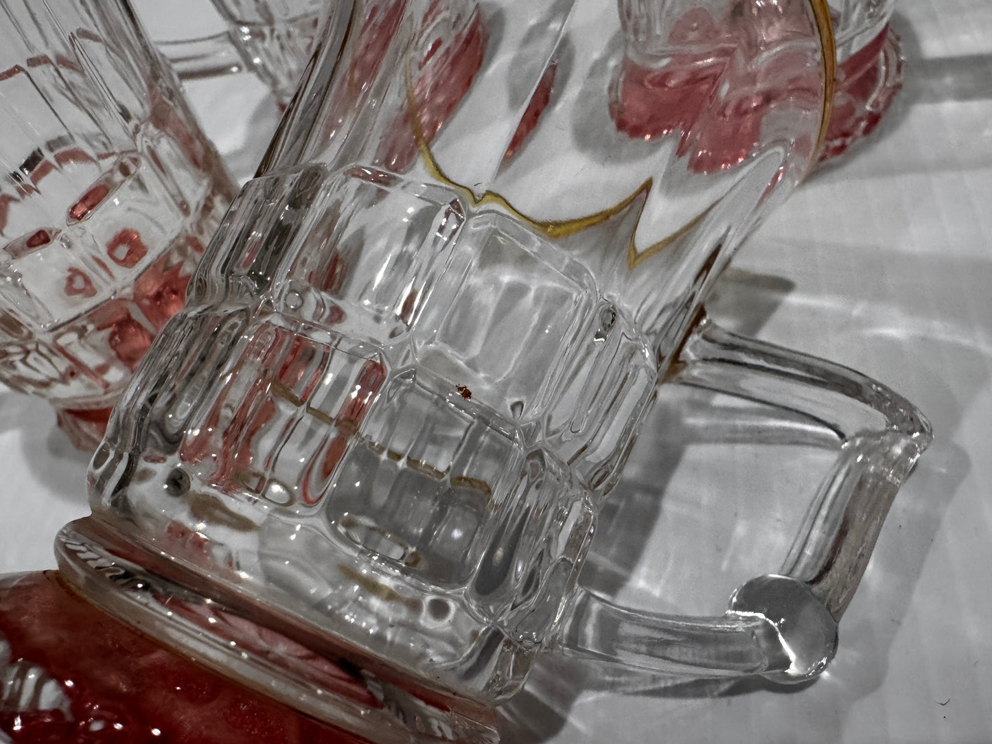 Pink-tinted EAP Glass mugs (4) csbh