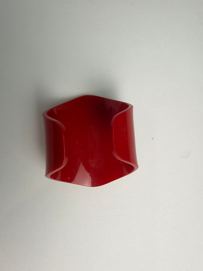 Vintage Red Chunky Acrylic Lucite Cuff Bracelet CSHW