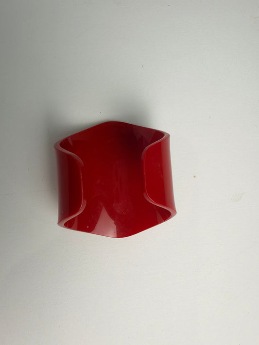 Vintage Red Chunky Acrylic Lucite Cuff Bracelet CSHW