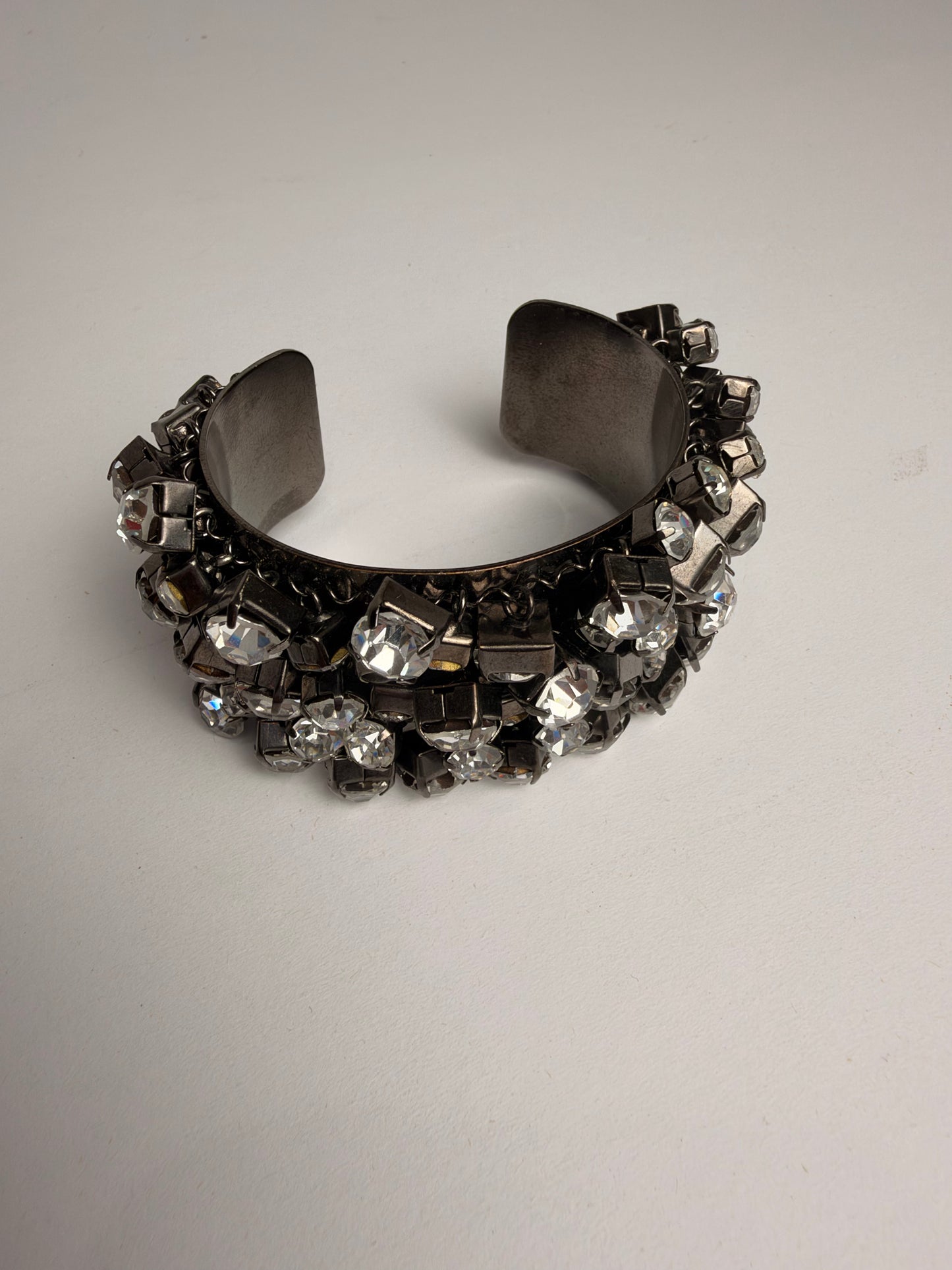 CC Skye Gunmetal Rhinestone Studded Statement Cuff Bracelet CSHW