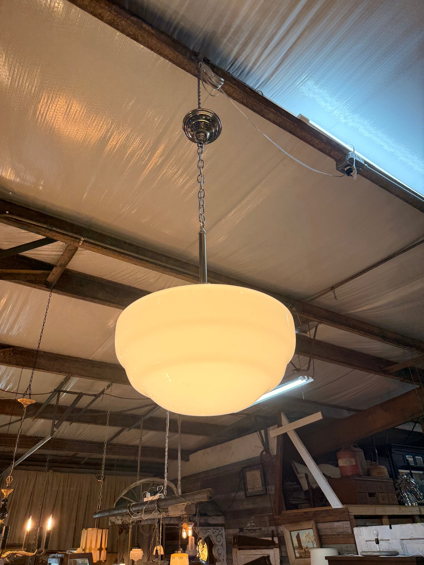 Chrome Oversized School-House Light