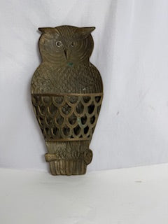 Vintage Brass Owl Wall Hanging