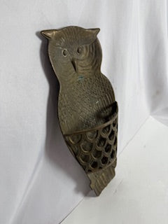 Vintage Brass Owl Wall Hanging