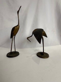 Pair of Brass Crane Sculptures