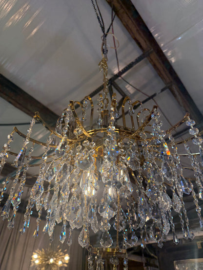 Vintage MCM Mid-Century Crystal Waterfall Chandelier