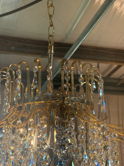Vintage MCM Mid-Century Crystal Waterfall Chandelier