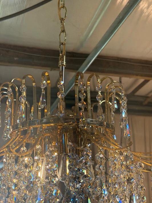 Vintage MCM Mid-Century Crystal Waterfall Chandelier