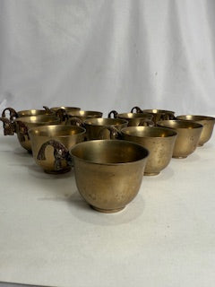 Vtg  Brass Koi Punch Cups (12)