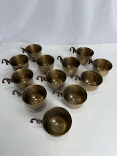 Vtg  Brass Koi Punch Cups (12)