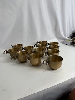 Vtg  Brass Koi Punch Cups (12)