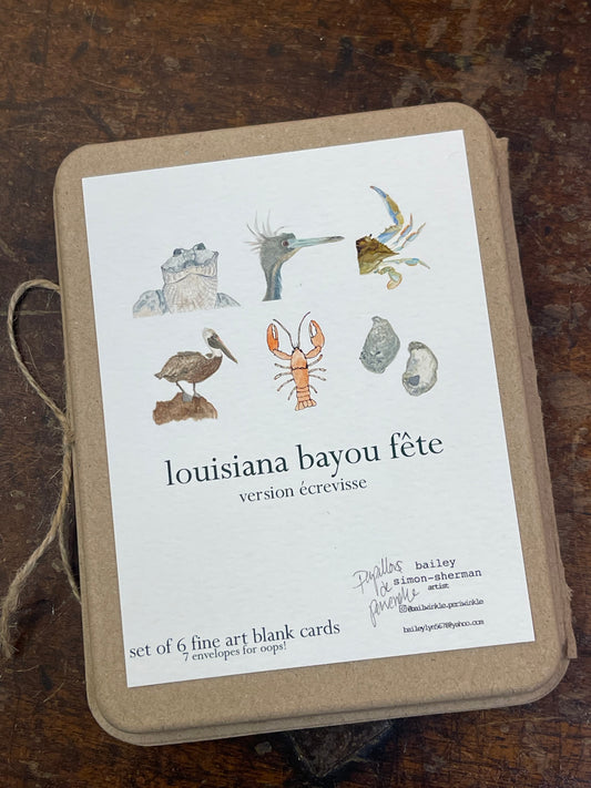 Bailey Simon-Sherman Louisiana Bayou Fete Blank Fine Art Card Set of 6