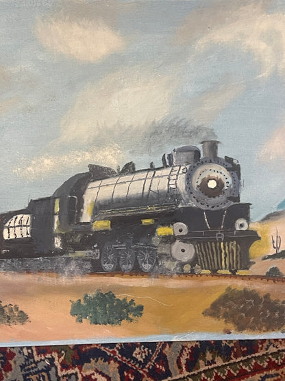 Handpainted Train Desert Rectangular Painting