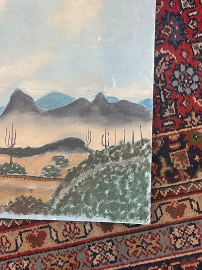 Handpainted Train Desert Rectangular Painting