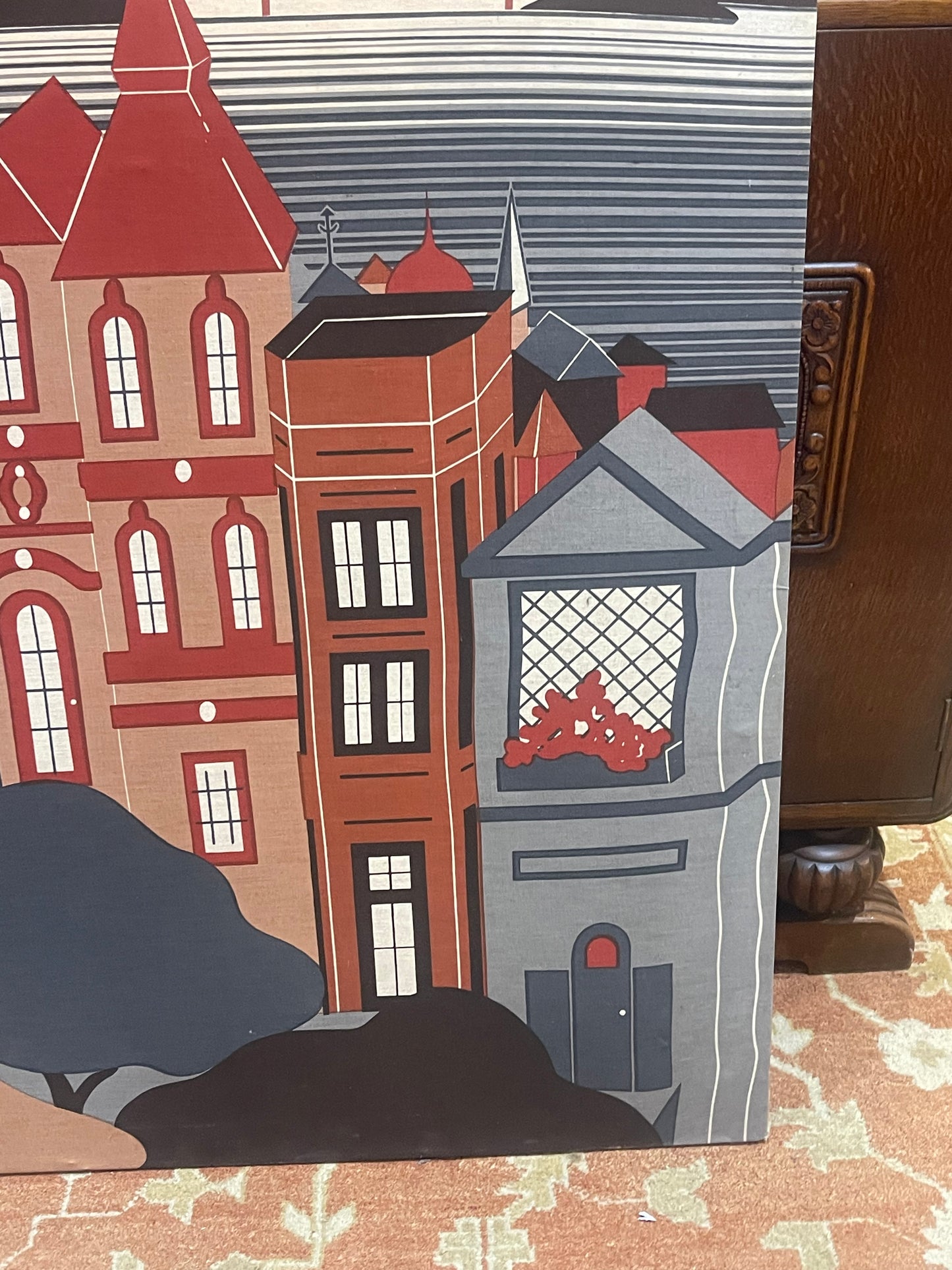 Vtg Brandon House Designs 1977 San Francisco By Shelley Winsor Hand Print Fabric