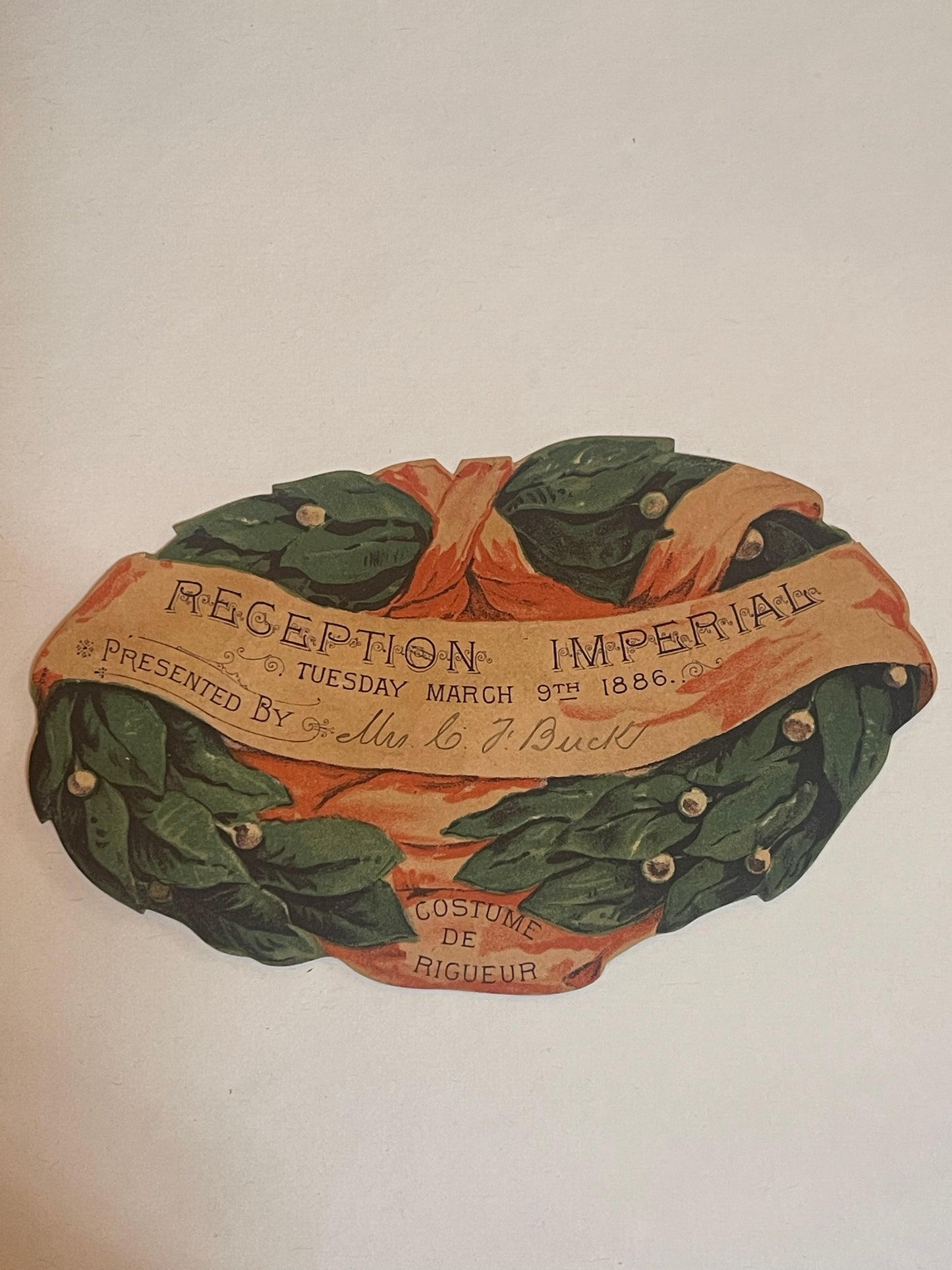 Vintage 1886 Krewe of Rex Reception Imperial card