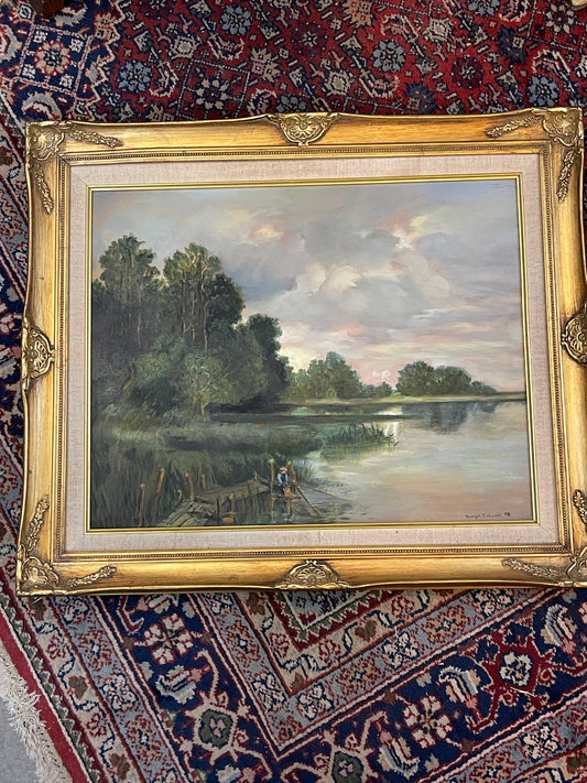 Margie S. Schmidt impressionist oil landscape framed painting