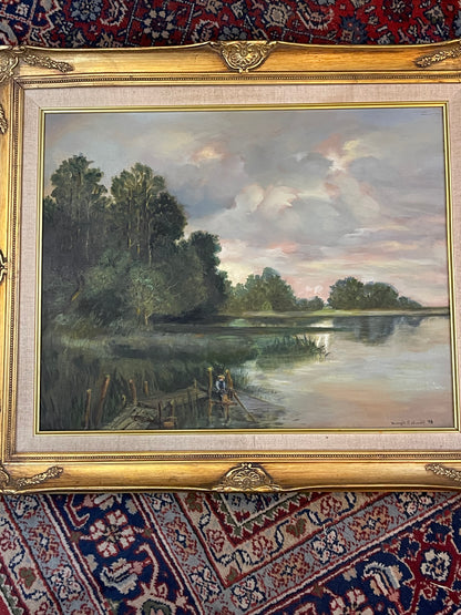 Margie S. Schmidt impressionist oil landscape framed painting